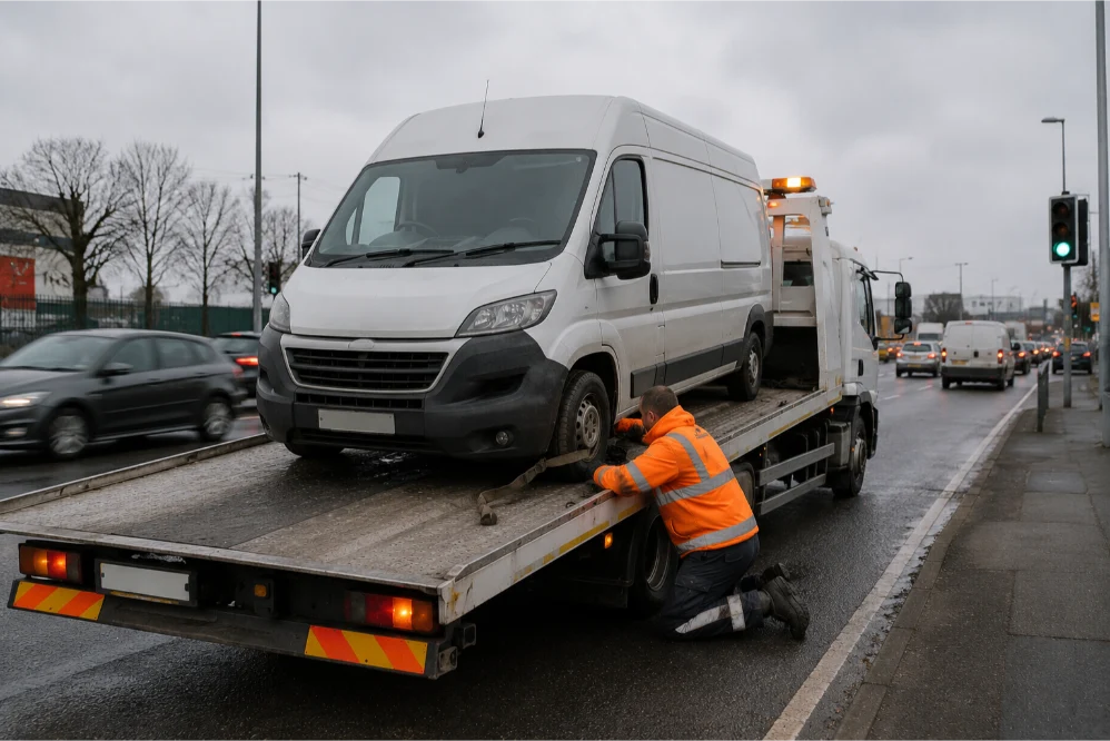 Van Recovery flatbed tow truck