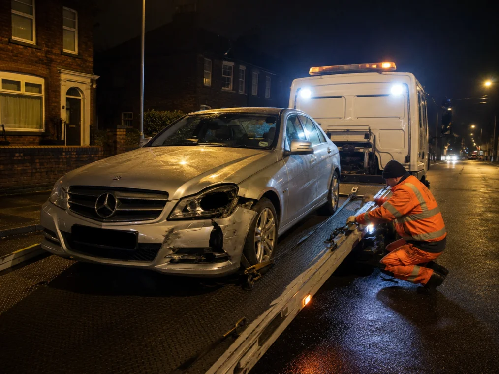 Mercedes C Class Night Accident Recovery Mapperley
